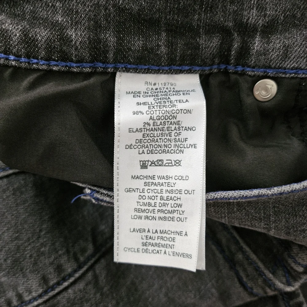 True Religion Jeans Mens 32 x 32 Black Ricky Relaxed Straight Leg Festival